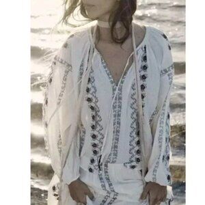 ZARA WONEN’S EMBROIDERED VOLUMINOUS BLOUSE/TOP SIZE M